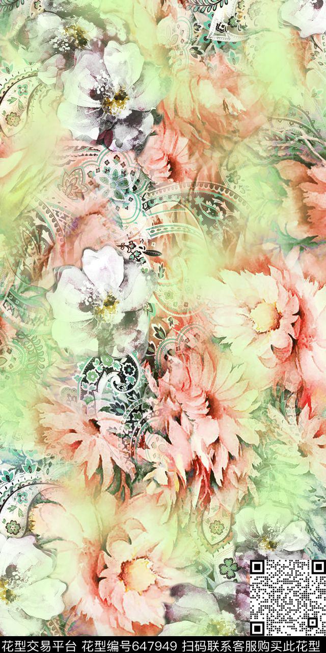 花朵数码印花华亿平台下载（图片编号: 647949） - 瓦栏（Walan）