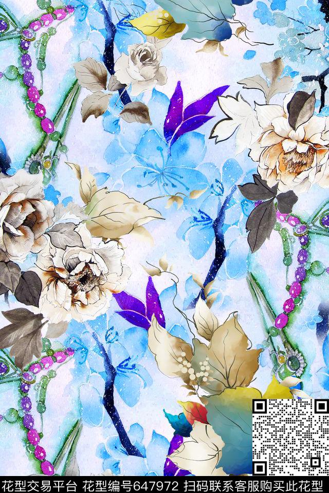 布艺家纺花卉中国风数码印花华亿平台下载（图片编号: 647972） - 瓦栏（Walan）