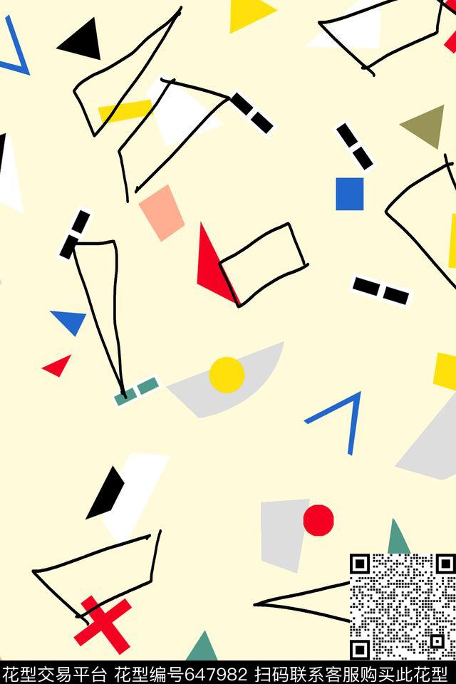 色块方格不规则几何传统印花华亿平台下载（图片编号: 647982） - 瓦栏（Walan）