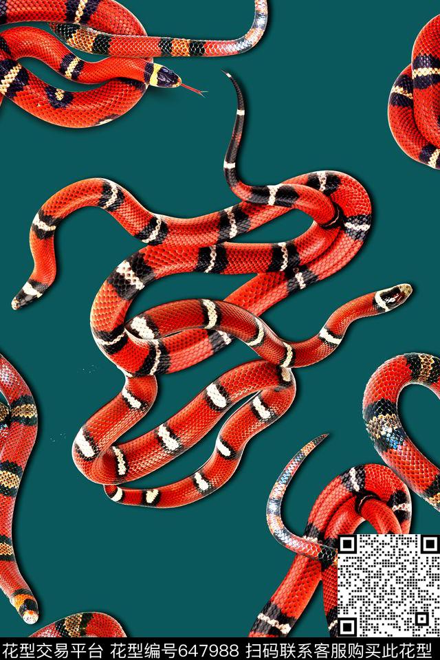 蛇纹动物纹动物数码印花华亿平台下载（图片编号: 647988） - 瓦栏（Walan）