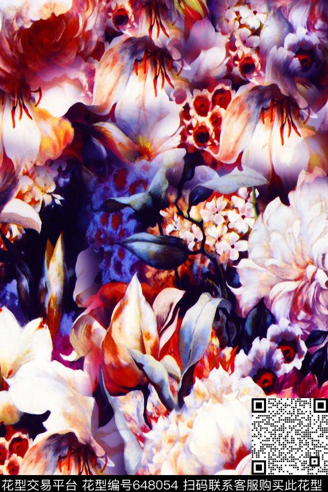 女装花卉玫瑰数码印花华亿平台下载（图片编号: 648054） - 瓦栏（Walan）