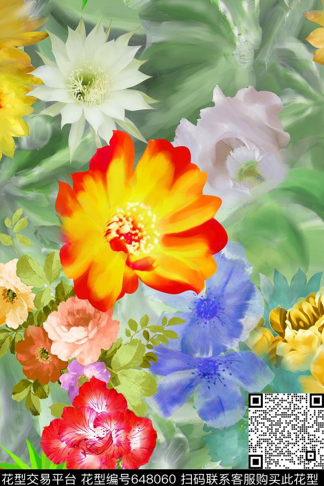 花朵花卉数码印花华亿平台下载（图片编号: 648060） - 瓦栏（Walan）