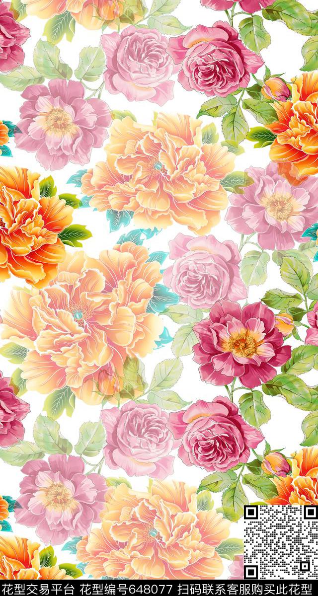 牡丹时尚女装连衣裙国花中国风数码印花华亿平台下载（图片编号: 648077） - 瓦栏（Walan）