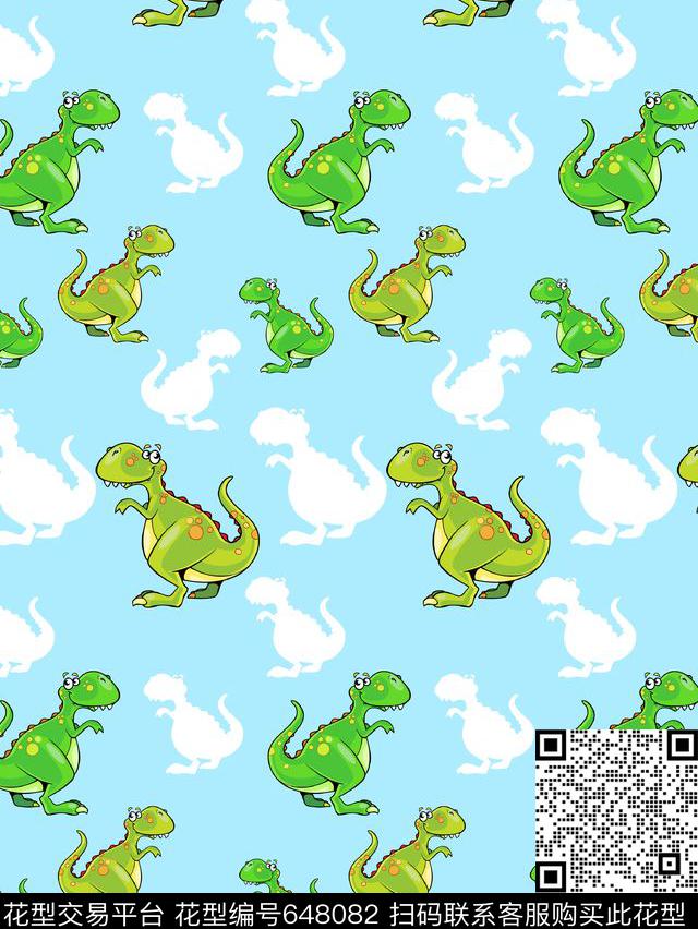 卡通恐龙手绘可爱恐龙传统印花华亿平台下载（图片编号: 648082） - 瓦栏（Walan）