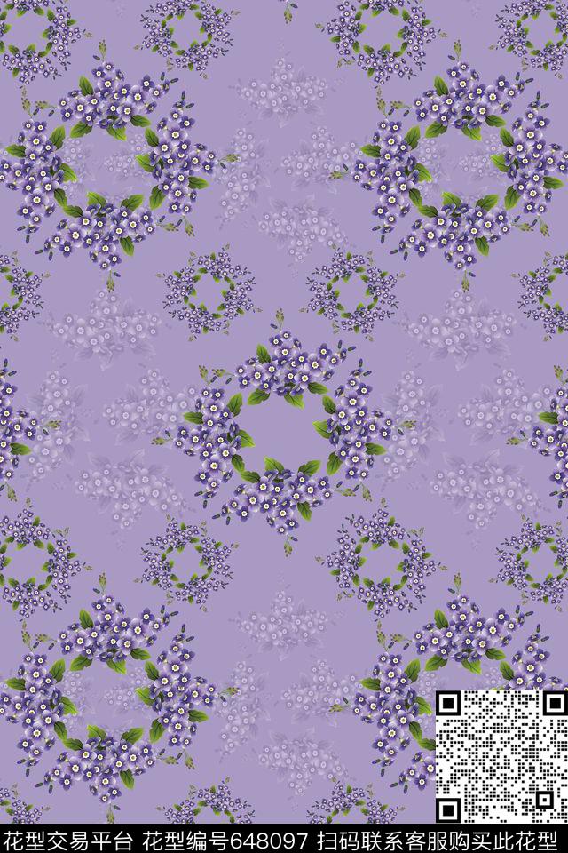 花卉组合小碎花植物花卉数码印花华亿平台下载（图片编号: 648097） - 瓦栏（Walan）