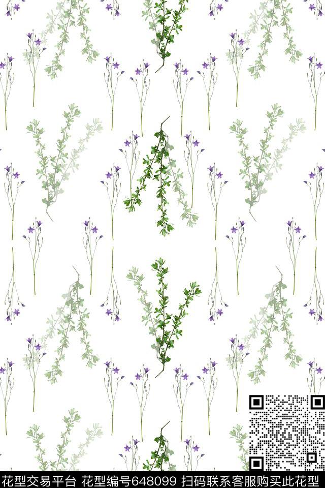花卉组合清新植物花卉数码印花华亿平台下载（图片编号: 648099） - 瓦栏（Walan）