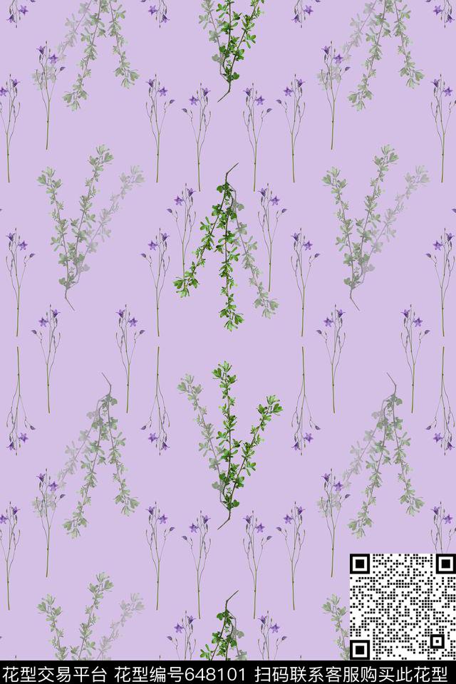 花卉组合清新植物花卉数码印花华亿平台下载（图片编号: 648101） - 瓦栏（Walan）
