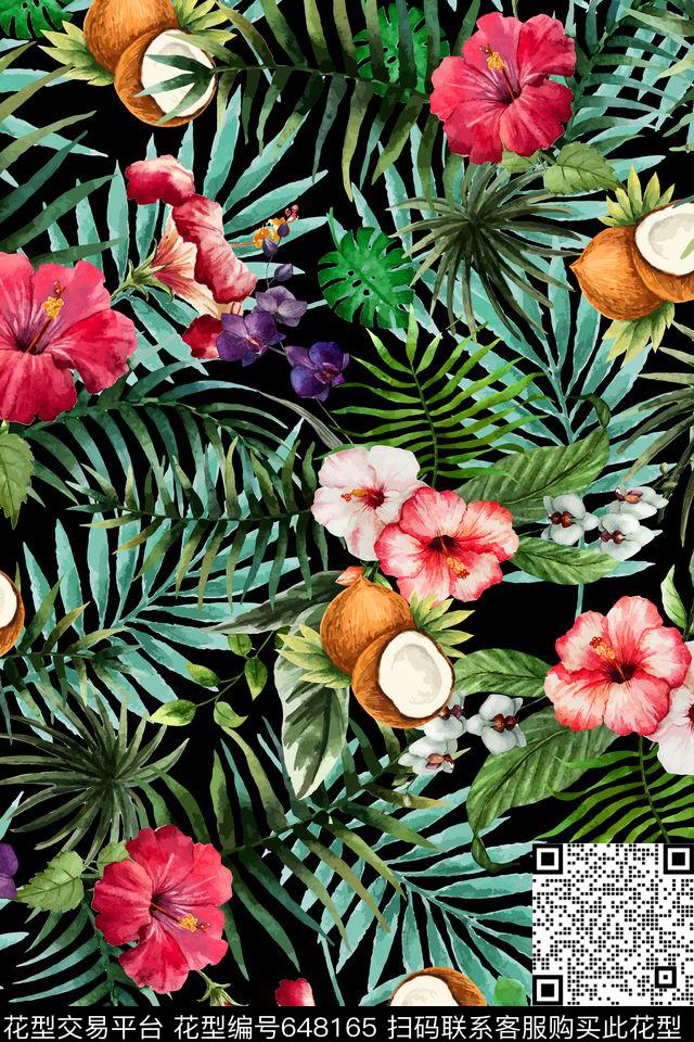 花朵花卉热带数码印花华亿平台下载（图片编号: 648165） - 瓦栏（Walan）