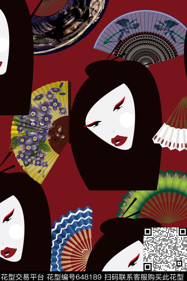 民族风扇子女人数码印花华亿平台下载（图片编号: 648189） - 瓦栏（Walan）