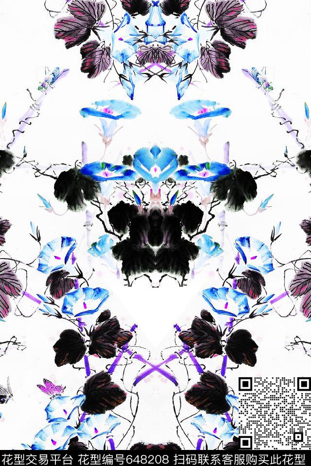花卉水墨中国风数码印花华亿平台下载（图片编号: 648208） - 瓦栏（Walan）
