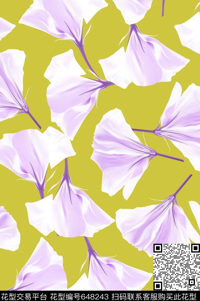 花瓣大花花朵数码印花华亿平台下载（图片编号: 648243） - 瓦栏（Walan）