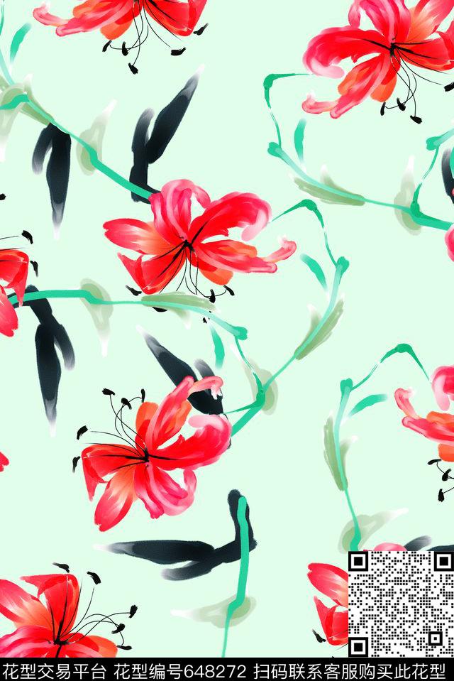 水彩抽象水墨数码印花华亿平台下载（图片编号: 648272） - 瓦栏（Walan）