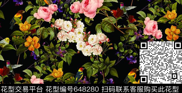 花瓣月季花卉数码印花华亿平台下载（图片编号: 648280） - 瓦栏（Walan）