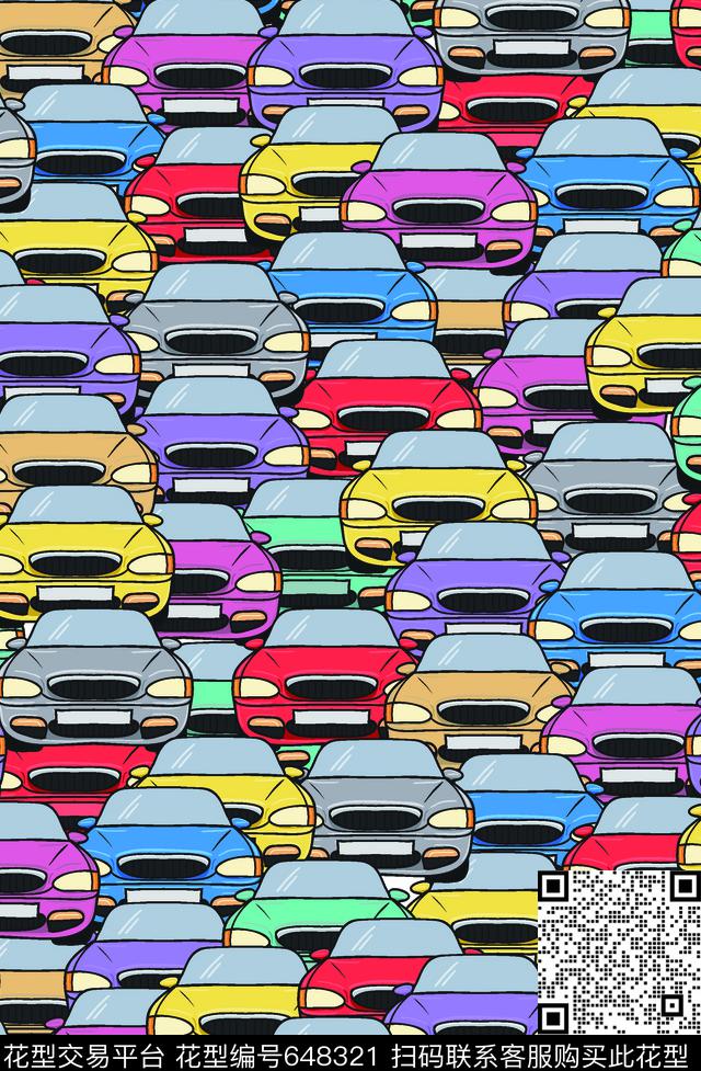 卡通元素婴童汽车传统印花华亿平台下载（图片编号: 648321） - 瓦栏（Walan）