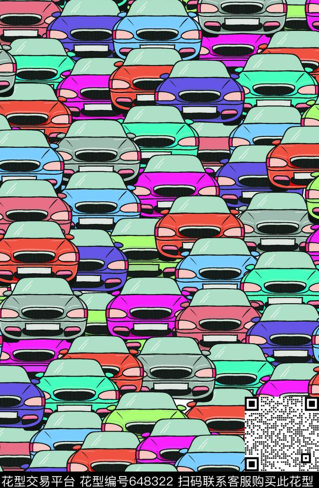 卡通元素婴童汽车传统印花华亿平台下载（图片编号: 648322） - 瓦栏（Walan）