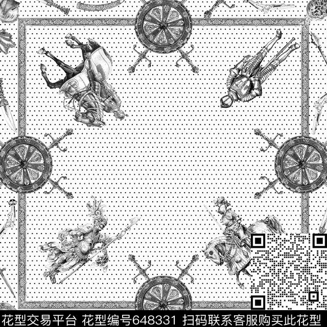 黑白骑士波点传统印花华亿平台下载（图片编号: 648331） - 瓦栏（Walan）