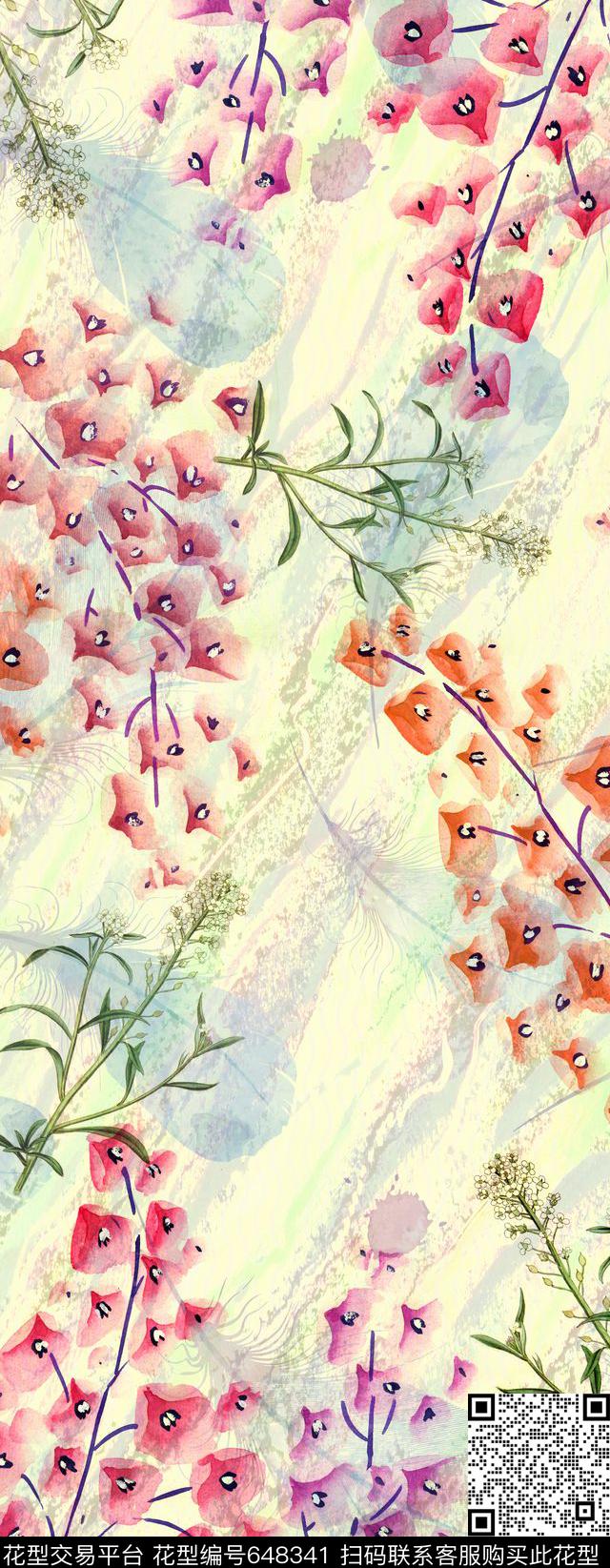 时尚现代花朵数码印花华亿平台下载（图片编号: 648341） - 瓦栏（Walan）