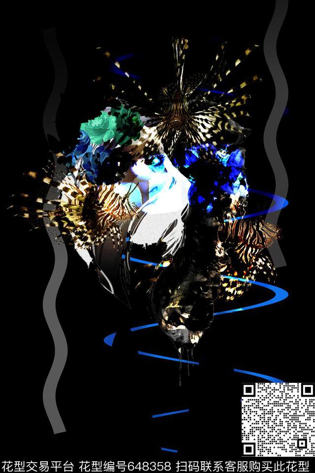 波浪条纹曲线条纹数码印花华亿平台下载（图片编号: 648358） - 瓦栏（Walan）