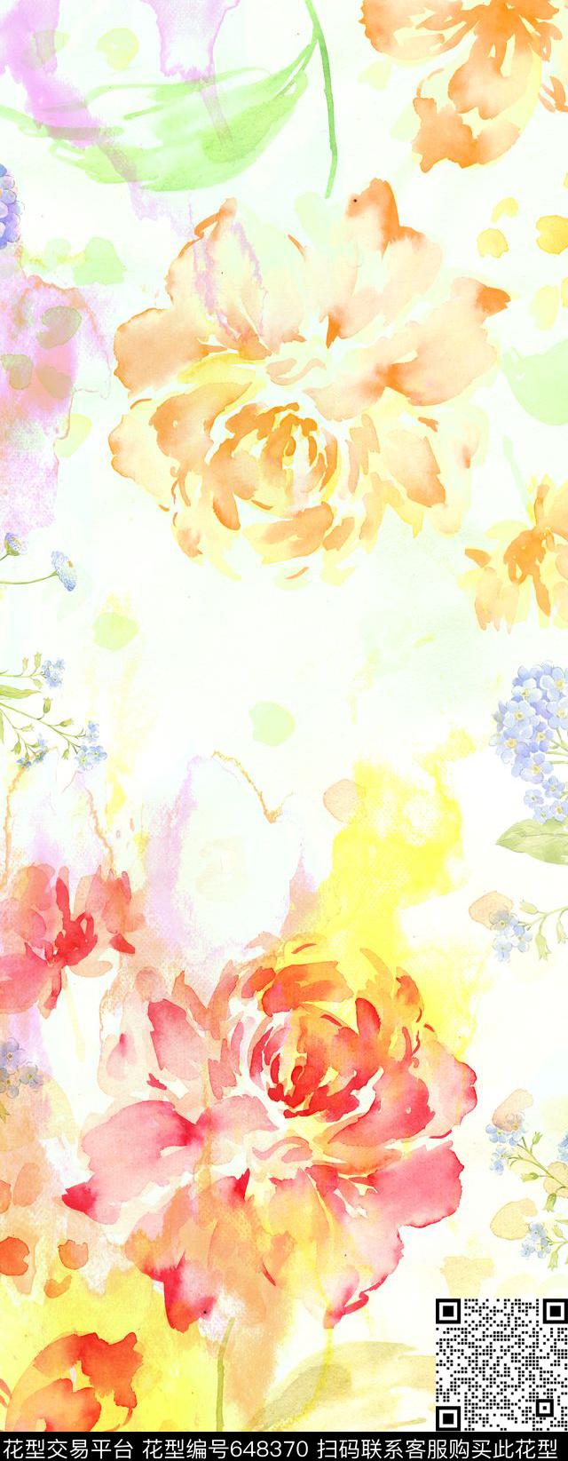 时尚现代花朵数码印花华亿平台下载（图片编号: 648370） - 瓦栏（Walan）