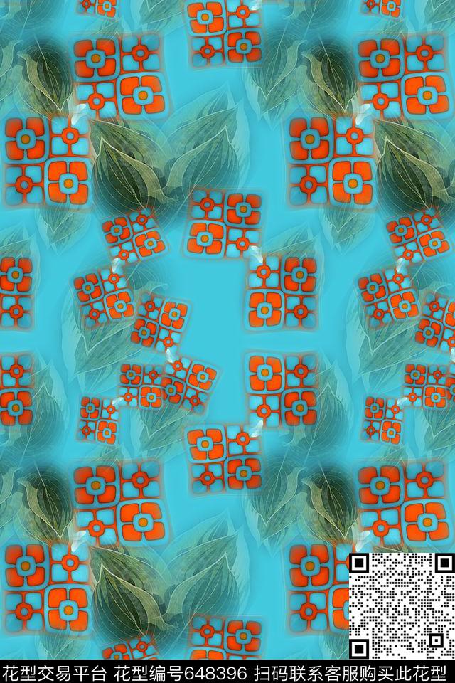 热带植物热带海滨度假叶子数码印花华亿平台下载（图片编号: 648396） - 瓦栏（Walan）