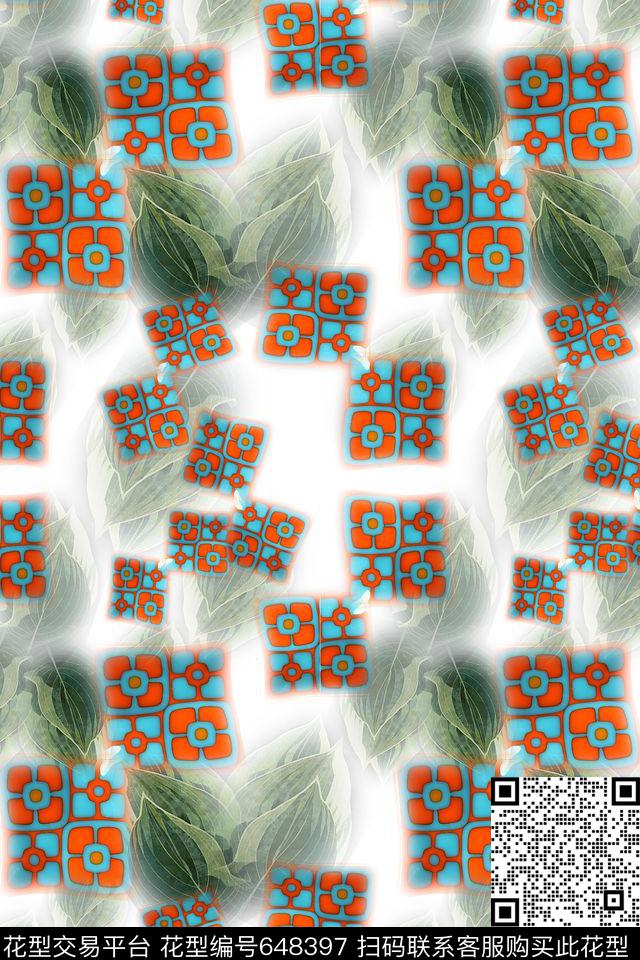 热带植物热带海滨度假叶子数码印花华亿平台下载（图片编号: 648397） - 瓦栏（Walan）