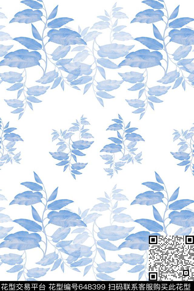 组合风格花卉叶子数码印花华亿平台下载（图片编号: 648399） - 瓦栏（Walan）
