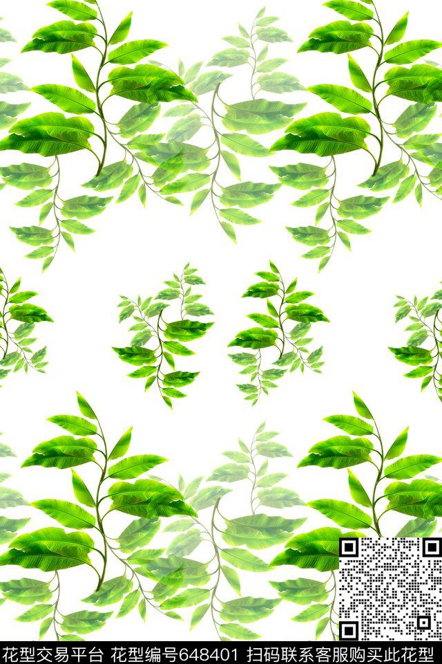 组合风格花卉叶子数码印花华亿平台下载（图片编号: 648401） - 瓦栏（Walan）
