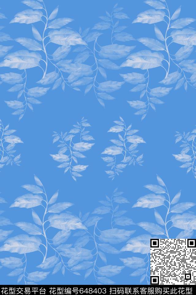 组合风格花卉叶子数码印花华亿平台下载（图片编号: 648403） - 瓦栏（Walan）