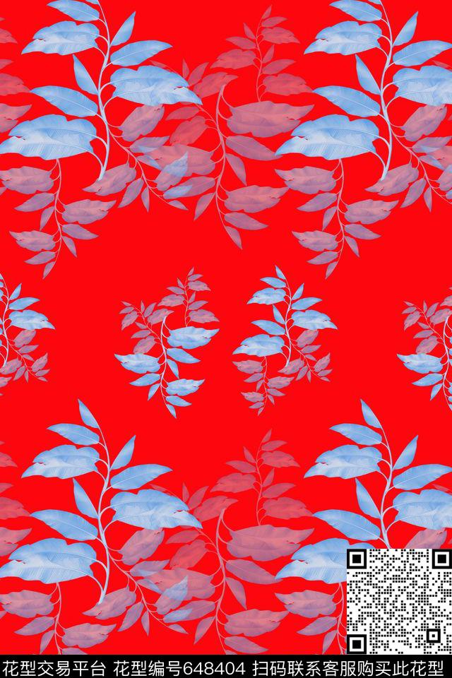 组合风格花卉叶子数码印花华亿平台下载（图片编号: 648404） - 瓦栏（Walan）