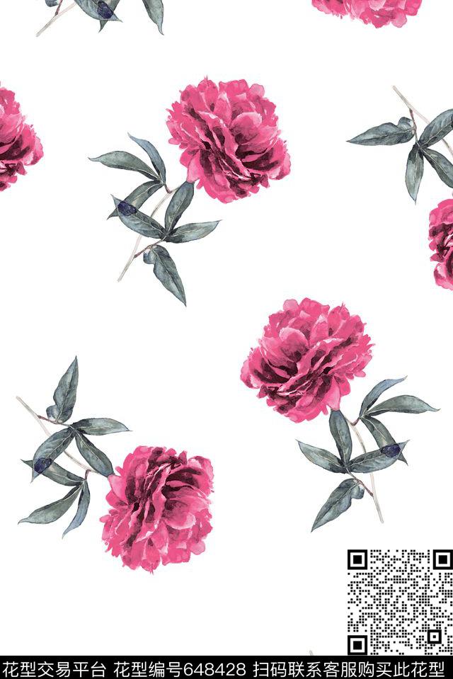 女装大花手绘数码印花华亿平台下载（图片编号: 648428） - 瓦栏（Walan）