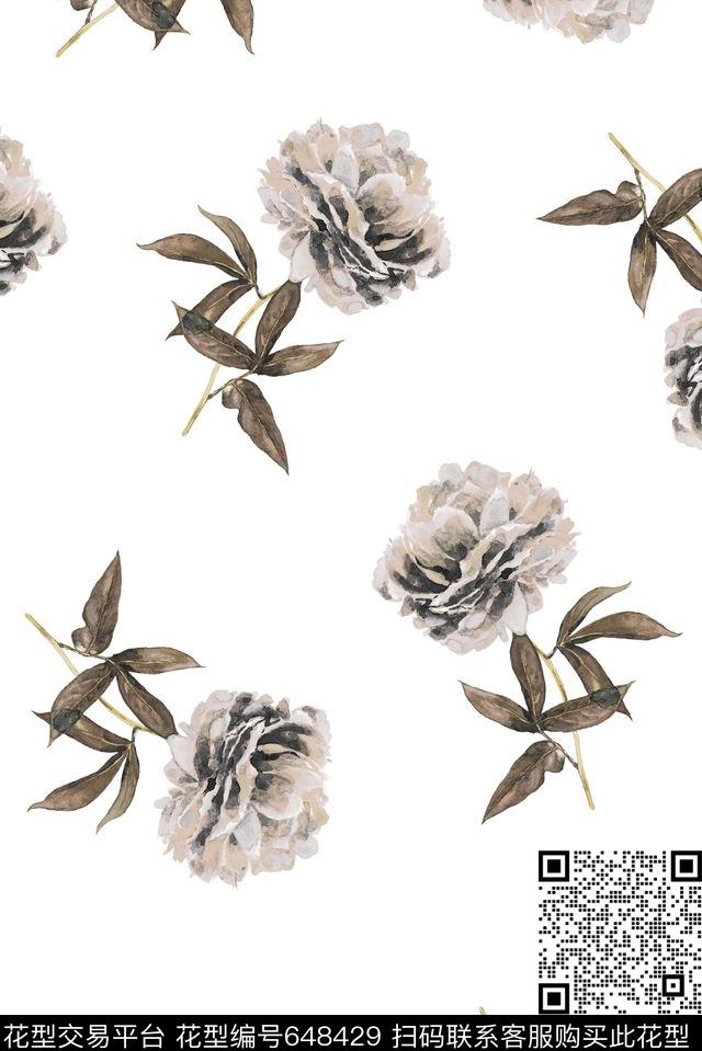 女装大花手绘数码印花华亿平台下载（图片编号: 648429） - 瓦栏（Walan）