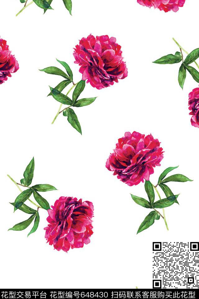 女装大花手绘数码印花华亿平台下载（图片编号: 648430） - 瓦栏（Walan）