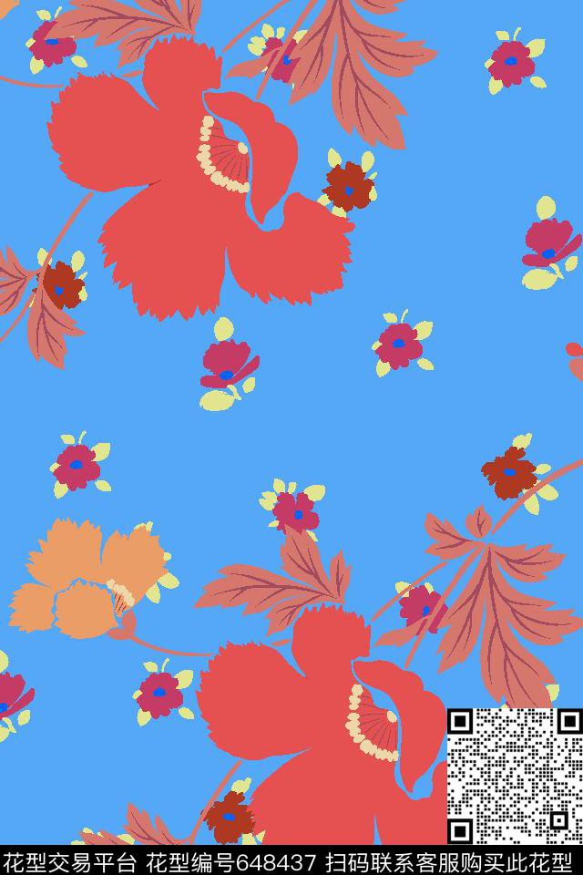 花朵花卉传统印花华亿平台下载（图片编号: 648437） - 瓦栏（Walan）