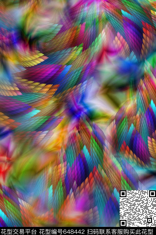 抽象分形羽毛数码印花华亿平台下载（图片编号: 648442） - 瓦栏（Walan）