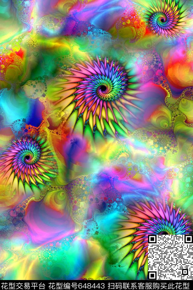 抽象分形漩涡数码印花华亿平台下载（图片编号: 648443） - 瓦栏（Walan）