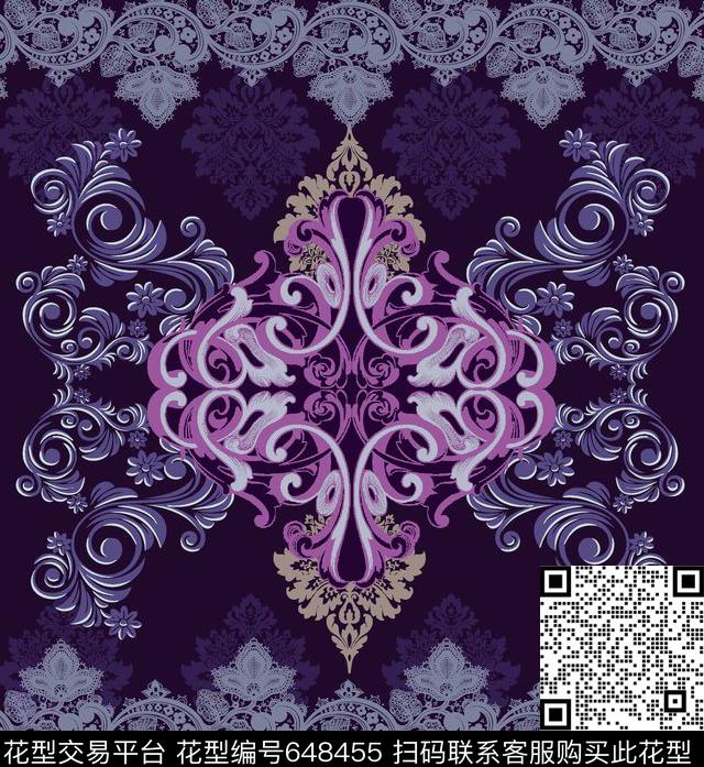 卷草纹传统印花华亿平台下载（图片编号: 648455） - 瓦栏（Walan）
