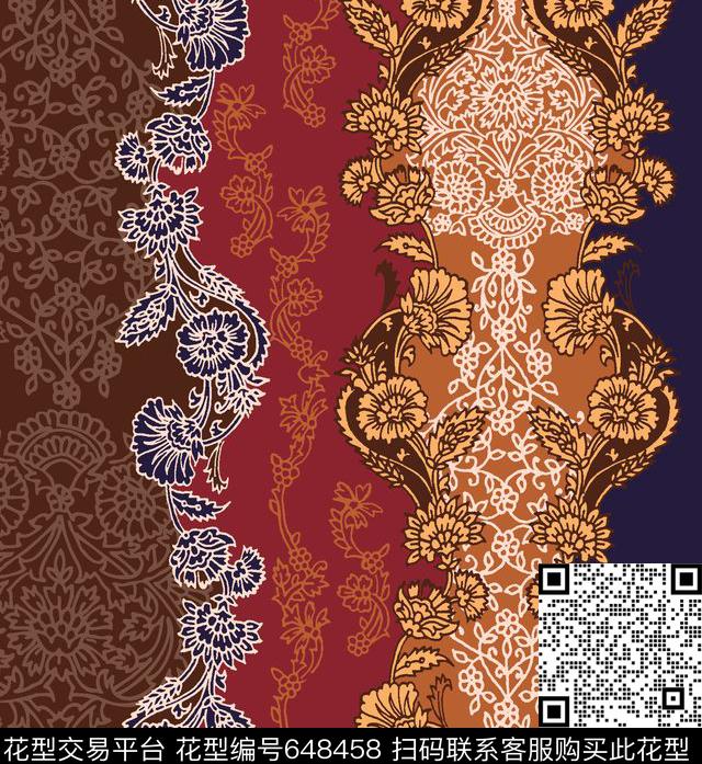 卷草纹传统印花华亿平台下载（图片编号: 648458） - 瓦栏（Walan）