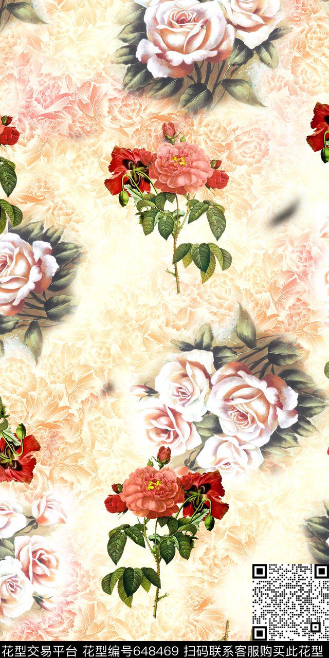 花朵花卉数码印花华亿平台下载（图片编号: 648469） - 瓦栏（Walan）
