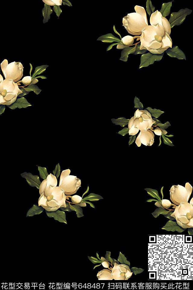 花卉山茶花油画花数码印花华亿平台下载（图片编号: 648487） - 瓦栏（Walan）