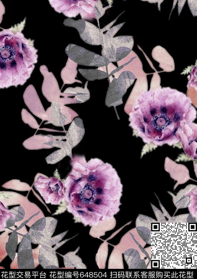 大花玉兰花百合数码印花华亿平台下载（图片编号: 648504） - 瓦栏（Walan）