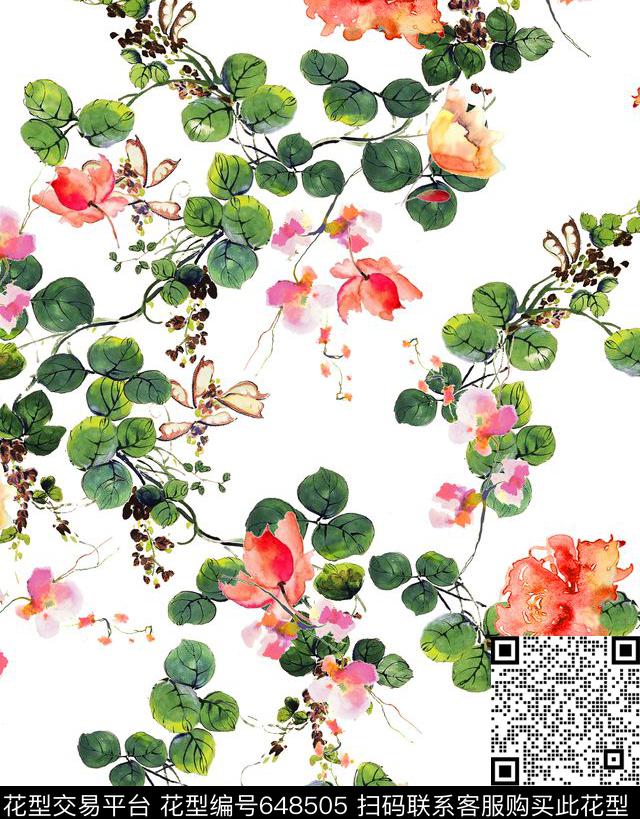 荷花玉兰花兰花数码印花华亿平台下载（图片编号: 648505） - 瓦栏（Walan）