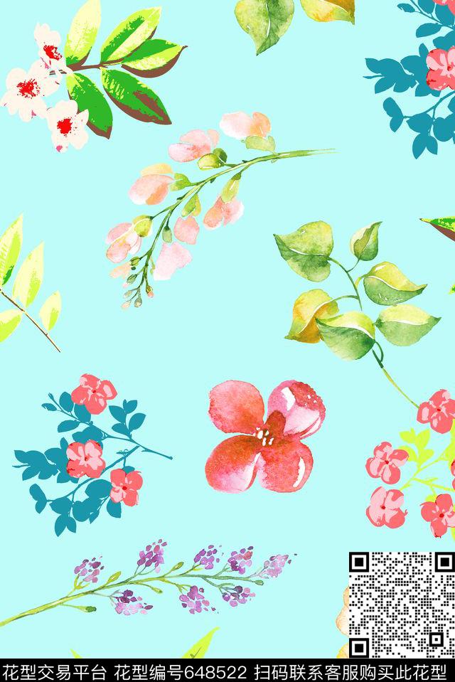 手绘欧美水彩传统印花华亿平台下载（图片编号: 648522） - 瓦栏（Walan）