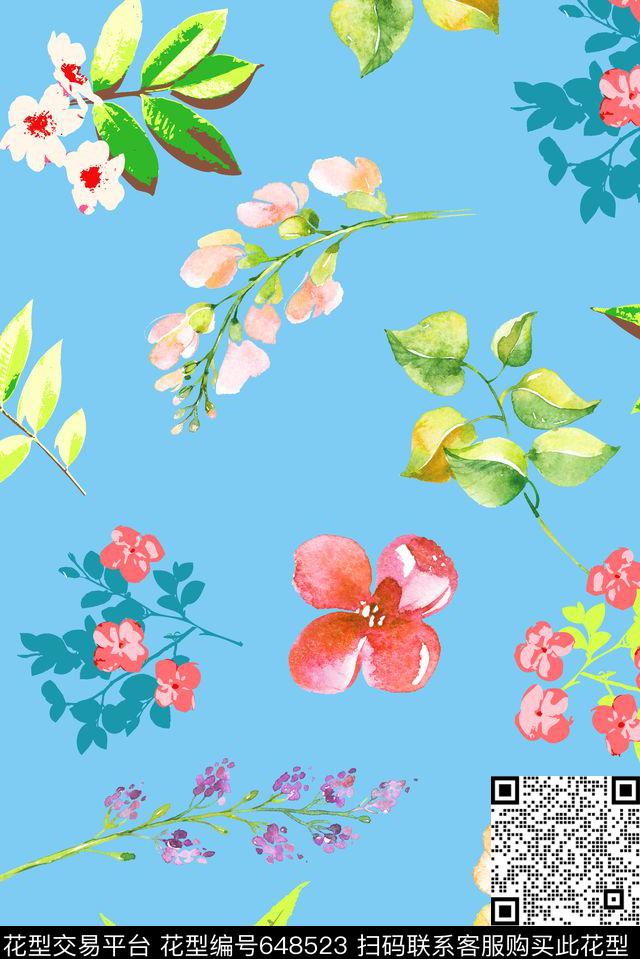 手绘欧美水彩传统印花华亿平台下载（图片编号: 648523） - 瓦栏（Walan）