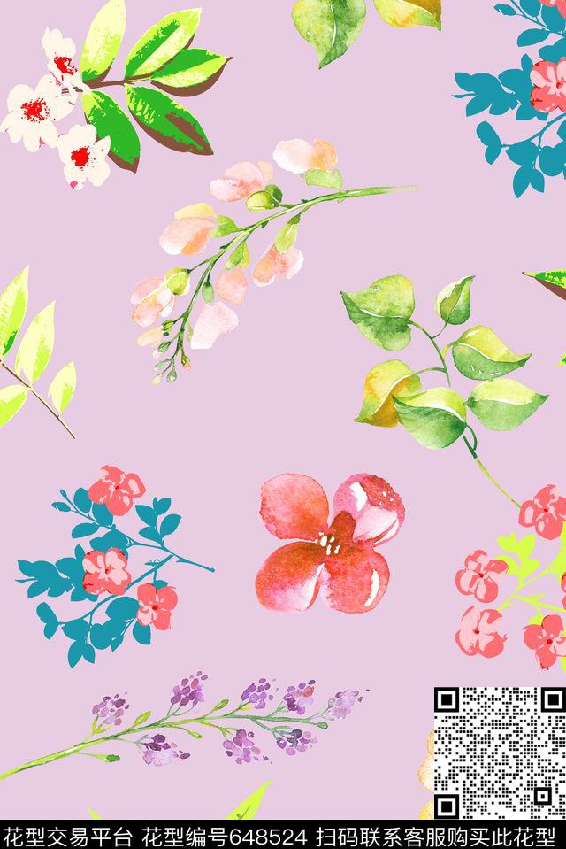 手绘欧美水彩传统印花华亿平台下载（图片编号: 648524） - 瓦栏（Walan）