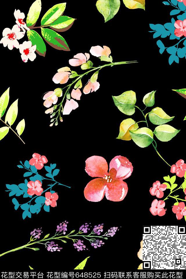 手绘欧美水彩传统印花华亿平台下载（图片编号: 648525） - 瓦栏（Walan）