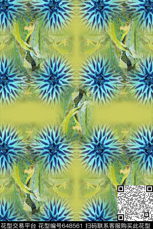 风格花卉叶子热带植物数码印花华亿平台下载（图片编号: 648561） - 瓦栏（Walan）