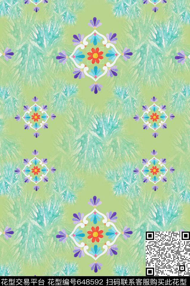 风格花卉热带植物热带海滨度假数码印花华亿平台下载（图片编号: 648592） - 瓦栏（Walan）