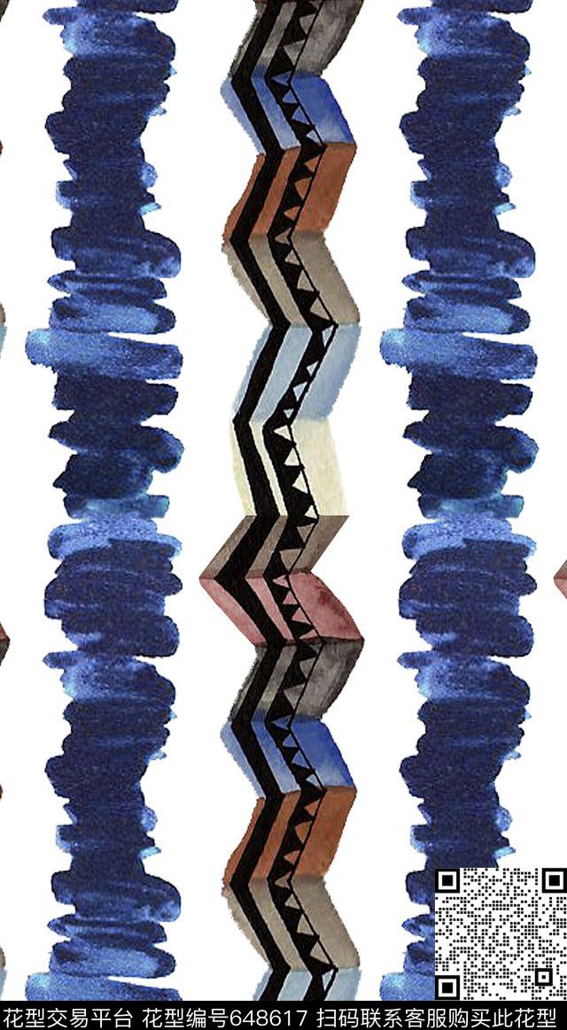 几何水彩笔触传统印花华亿平台下载（图片编号: 648617） - 瓦栏（Walan）