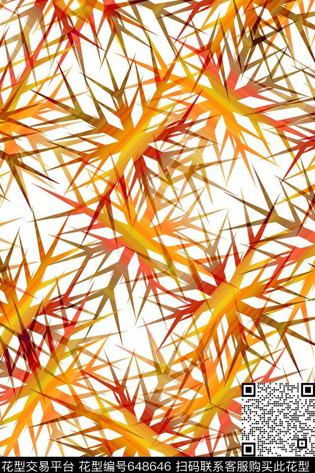 抽象炫彩不规则几何时尚炫彩数码印花华亿平台下载（图片编号: 648646） - 瓦栏（Walan）