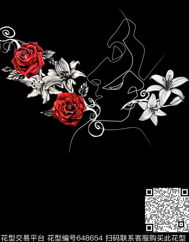 大牌男装定位衬衫T恤印花抽象花卉男装花卉数码印花华亿平台下载（图片编号: 648654） - 瓦栏（Walan）